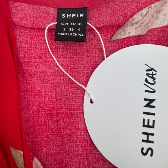 Shein Romper Women Small NEW Red Sleeveless Wrap Tropical Resortwear Beach - Picture 4 of 10